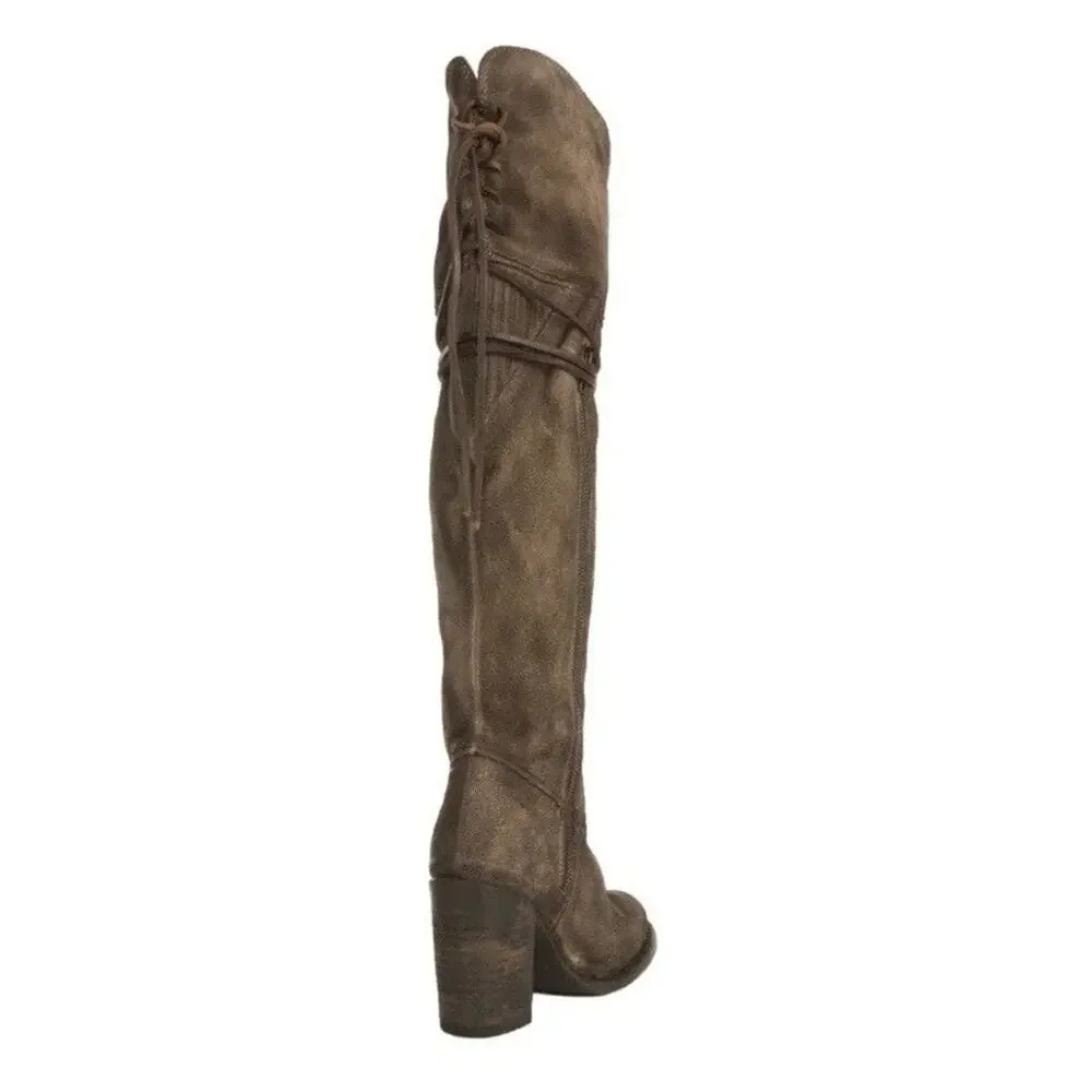 Freebird by Steven FB-Brock Suede Over The Knee Boho Rustic Gray Boots 8